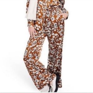 La Ligne Satin Floral Wide Trouser NWT